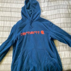 Mens Blue Carhartt hooded sweatshirt